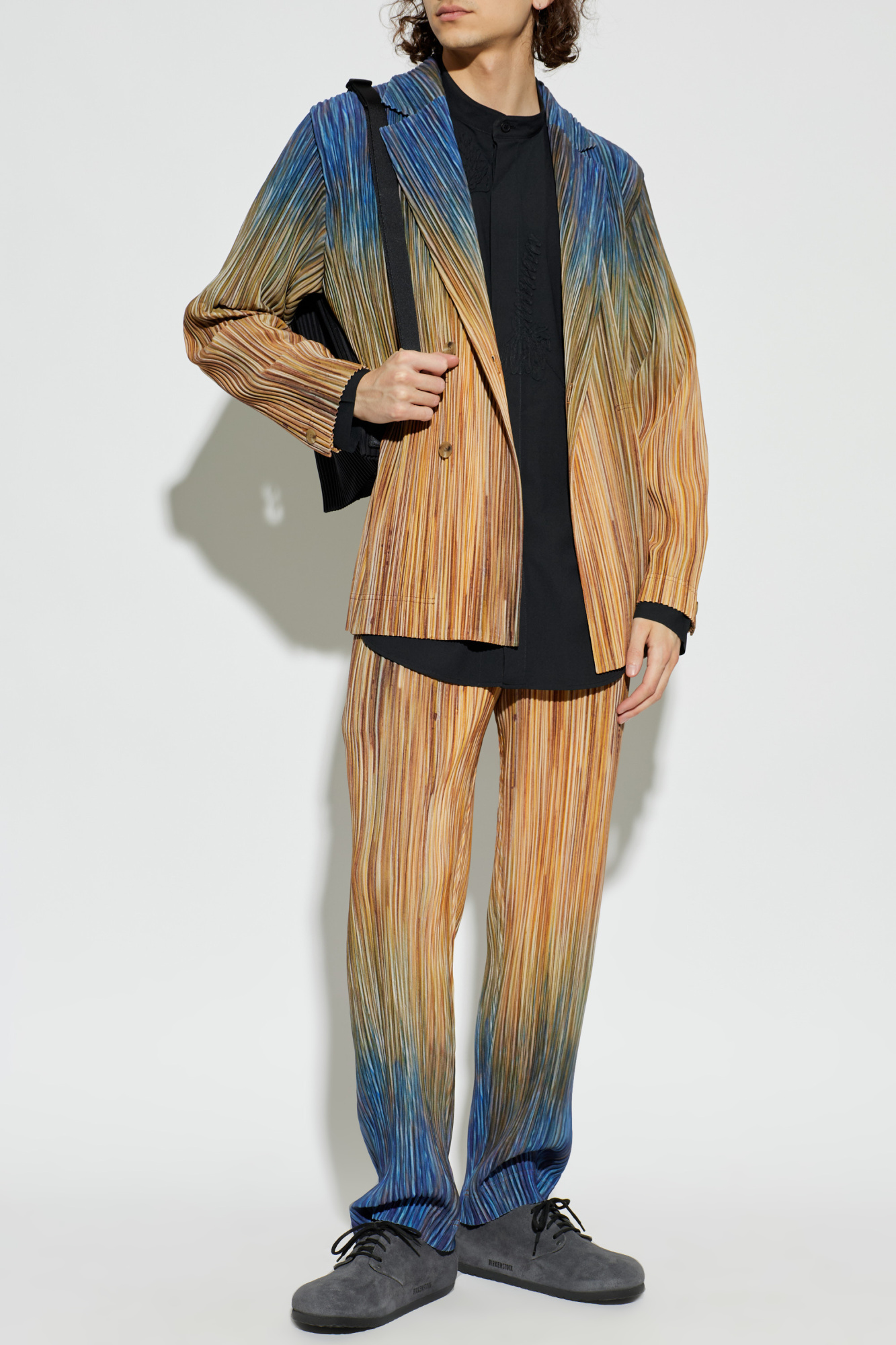 Black Shirt with decorative front Homme Plissé Issey Miyake